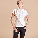 TS Simplicity Round Collar Solid Cutting Blouse Top