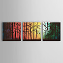 Pintados à mão petróleo Floresta Paisagem Pintura Conjunto de 3 1302-LS0218
