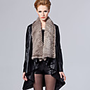 Gorgeous Long Sleeve Mink Fur Shawl Collar Lambskin Leather Casual/Party Coat