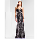Sheath/Column Halter Sweep/Brush Train Sequins Evening Dress