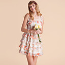 TS em camadas Hem Ruffle vestido floral impressão mangas