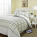 3pcs Plaid Jacquard Bettwäsche Bettbezug Set