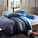 Morden Grey/Blue Solid Flannel Full / Queen / King 4-Piece Duvet Cover Set