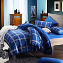 Morden Blue Check Flannel Full / Queen / King 4-Piece Duvet Cover Set
