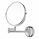 Chrome Finish 180-degree Rotating Circle Wall Mount 360-degree Rotating Silver Cosmetic Mirror(M-L)