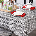 Geometric Style Black Cotton Table Cloth