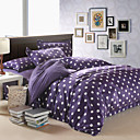 4PCS Modern White Dots Purple Velvet Full Duvet Cover Set