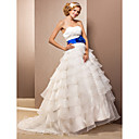 Ball Gown Strapless Court Train Organza Wedding Dress