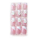 24PCS 3D Diamond Nail Art Tips Toepassing van Gum Luxe bruid Roze Bloem