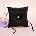 Black Wedding Ring Pillow With Ribbon And Crystal