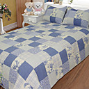 3PCS Blue Plaid Quilted Cotton Full Duvet Cover Set