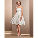 Ball Gown Strapless Knee-length Satin Wedding Dress
