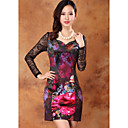 Femmes Robe en velours avec manches en dentelle vintage