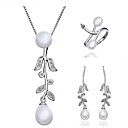Cuprum aimable avec Zircon / Set Bijoux en perles des femmes y compris le collier, boucles d'oreilles, bague