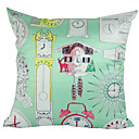 Reloj de la historieta Polyester Cubierta almohada decorativa