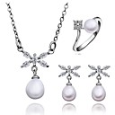 Mode Cuprum Avec Zircon / Set Bijoux en perles des femmes y compris le collier, boucles d'oreilles, bague