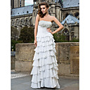 A-line/Princess Strapless Floor-length Chiffon Evening Dress