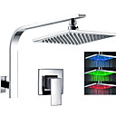 Color Changing LED Chorme Finish Contemporary 8 inch Shower Head Shower Faucet