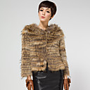 Long Sleeve Collarless Raccoon Fur Casual/Office Jacket (More Colors)