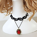 Vintage Ruby Teardrop Lace Necklace