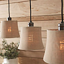 60W Modern Pendant Light with 3 Lights and Fabric Drum Shade