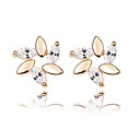 Unique Flower 18K Gold Plated CZ Cubic Zirconia Earring(More Colors)