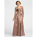 A-line Strapless Floor-length Satin And Lace Mother of the Bride Dress With A Wrap