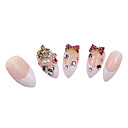 24PCS 3D Tsjechische Diamond bowknot Nail Art Tips 100% handgemaakte Toepassing van Gum Luxe Bride Pink