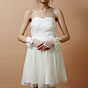 Beautiful Net Fingerless Wrist Length Wedding Gloves With Lace & Bow