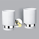 De style contemporain, fini chrome mur en alliage de zinc Gendarmerie Toothbrush Holder (2 tasses)