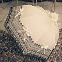 Retro Bloemen Beige en Zwart Prinses Lolita Paraplu met Ruffle en Boog