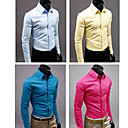 Col de chemise shirt basique à manches longues pour hommes