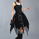 Sleeveless Tea-length Black and White Cotton Punk Lolita Dress