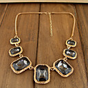 Women's Geometric Silver Black Diamond Golden Chain Necklace