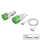 3-in-1 USB Charger Kit VK003 mit iPhone 4 Kabel 1,2 m für iPhone, iPad und vieles mehr (MFi License)