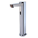Chrome Finish Deck Mounted Contemporary Style Brass Sensor Bathroom Sink Faucets (High)
