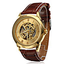 Männer Water Resistant Design PU analoge mechanische Armbanduhr (Brown)