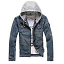 Men 's Denim Euramerican Style Hoodie Jean Jacket Outwear
