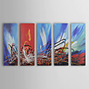 Hand-painted Abstract Oil Painting with Stretched Frame - Set of 5