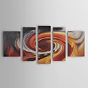 Hand-painted Abstract Oil Painting with Stretched Frame - Set of 5