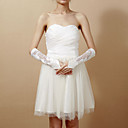 Chic Satin Fingerless Elbow Length Wedding Gloves With Lace