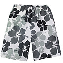 Men’s Black-white Beach Casual Flowers Pattern Trunks