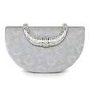 Semicircular Rhinestones Satin Clutch