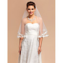 Elegant One-tier Elbow Wedding Veils With Lace Applique/Finished Edge