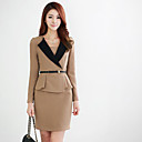 Contrastando Collar cercado Vestido Bodycon da Mulher
