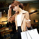 Women's Lapel Zip-up PU Leather Jacket