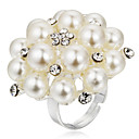 Fabuloso Alloy Flower Design com brilhantes Anel Pérola