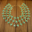 Women's Elegant Layerd Light Green Diamond Beaded BIB Necklace