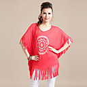 Women's Cotton Stretch Plus Size Tassels Dress(Bust:138-180cm,Length:64cm)