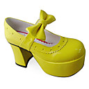 Handmade Yellow PU Leather 7.5cm High Heel Punk Lolita Shoes